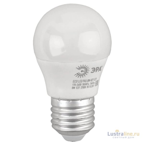 Лампа светодиодная ЭРА E27 8W 2700K матовая ECO LED P45-8W-827-E27 Б0030024 Лампа светодиодная ЭРА E27 8W 2700K матовая ECO LED P45-8W-827-E27 Б0030024
