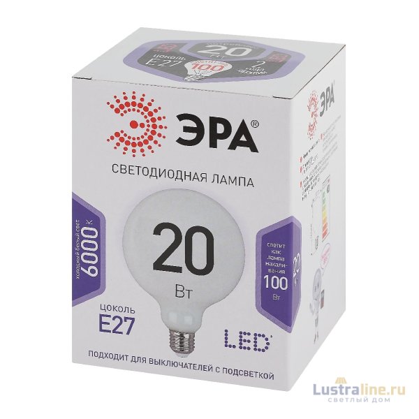 Лампа светодиодная Эра E27 20W 6500K LED G120-20W-6000K-E27 Б0049082 Лампа светодиодная Эра E27 20W 6500K LED G120-20W-6000K-E27 Б0049082