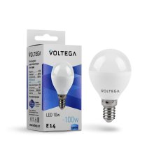 Лампа светодиодная Voltega E14 10W 4000K шар матовый VG2-G45E14cold10W 8454