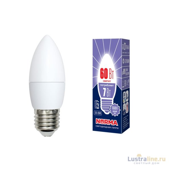 Лампа светодиодная (UL-00003797) Volpe E27 7W 6500K матовая LED-C37-7W/DW/E27/FR/NR