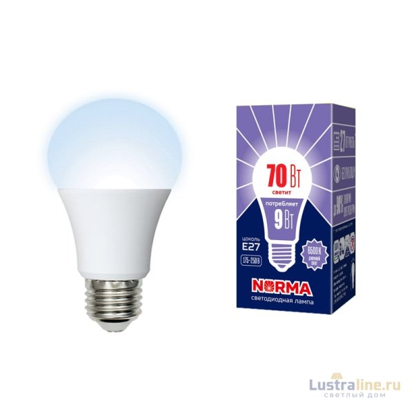 Лампа светодиодная Volpe Norma LED-A60-9W/6500K/E27/FR/NR картон UL-00005624 Лампа светодиодная Volpe Norma LED-A60-9W/6500K/E27/FR/NR картон UL-00005624