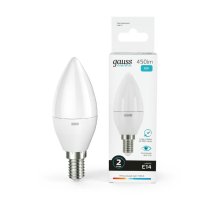 Лампа светодиодная Gauss E14 6W 4100K свеча матовая 33126