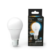 Лампа светодиодная Gauss E27 10W 2700-4100K матовая 102502110-T