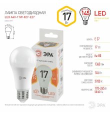 Лампа светодиодная Эра E27 17W 2700K LED A60-17W-827-E27 Б0031699