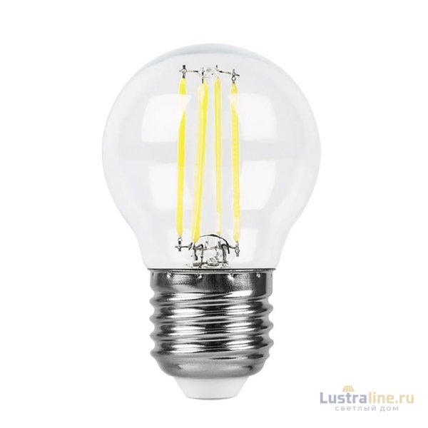 Лампа светодиодная филаментная Feron E27 7W 6400K прозрачная LB-52 38222