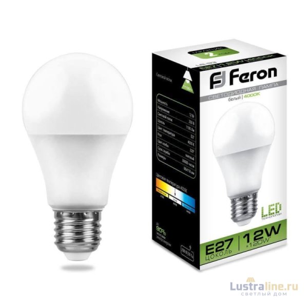 Лампа светодиодная Feron E27 12W 4000K Шар Матовая LB-93 25487 Лампа светодиодная Feron E27 12W 4000K Шар Матовая LB-93 25487