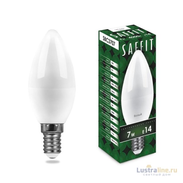 Лампа светодиодная Feron E14 7W 6400K свеча матовая SBC3707 55169