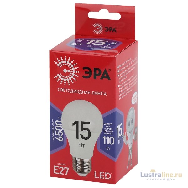 Лампа светодиодная Эра E27 15W 6500K LED A60-15W-865-E27 R Б0046357 Лампа светодиодная Эра E27 15W 6500K LED A60-15W-865-E27 R Б0046357