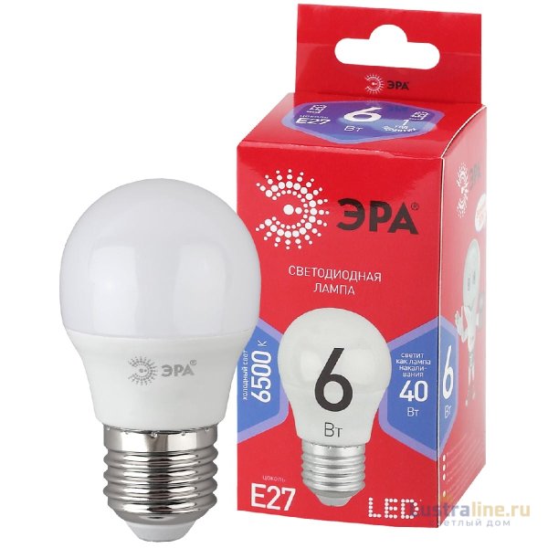 Лампа светодиодная Эра E27 6W 6500K LED P45-6W-865-E27 R Б0045357 Лампа светодиодная Эра E27 6W 6500K LED P45-6W-865-E27 R Б0045357
