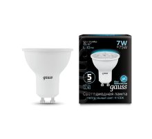 Лампа светодиодная Gauss GU10 7W 4100K матовая 101506207