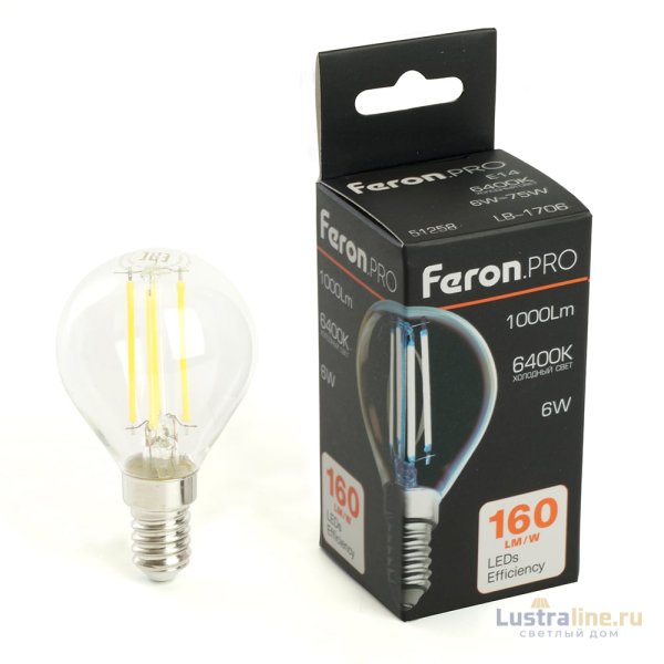 Лампа светодиодная Feron LB-1706 E14 6W 6400K 51258 Лампа светодиодная Feron LB-1706 E14 6W 6400K 51258