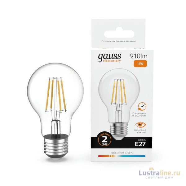 Лампа светодиодная Gauss Filament Elementary E27 11W 2700K 22211 Лампа светодиодная Gauss Filament Elementary E27 11W 2700K 22211