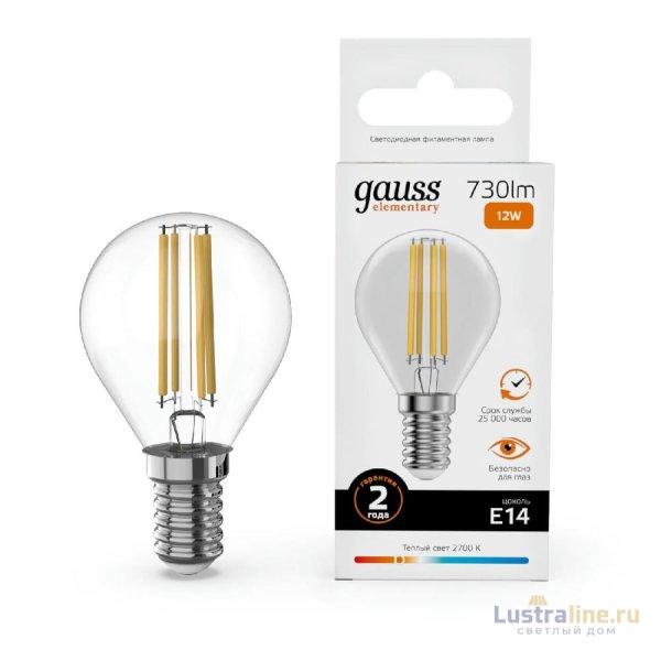 Лампа светодиодная Gauss Filament Elementary E14 12W 2700K 52112 Лампа светодиодная Gauss Filament Elementary E14 12W 2700K 52112