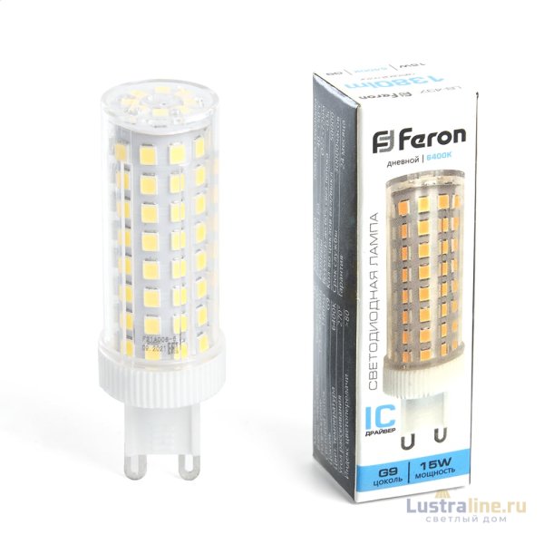 Лампа светодиодная Feron G9 15W 6400K капсульная LB-437 38214 Лампа светодиодная Feron G9 15W 6400K капсульная LB-437 38214