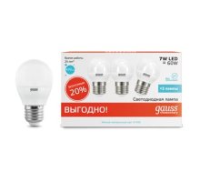 Лампа светодиодная Gauss E27 7W 4100K матовая 53227T