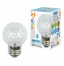 Лампа светодиодная Volpe Decor color LED-D45-1W/6000K/E27/CL/С PINEAPPLE UL-00010065