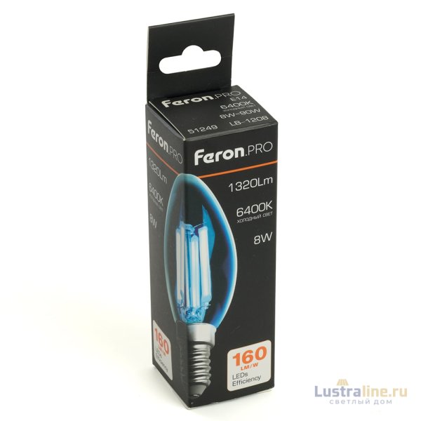 Лампа светодиодная Feron LB-1208 E14 8W 6400K 51249 Лампа светодиодная Feron LB-1208 E14 8W 6400K 51249