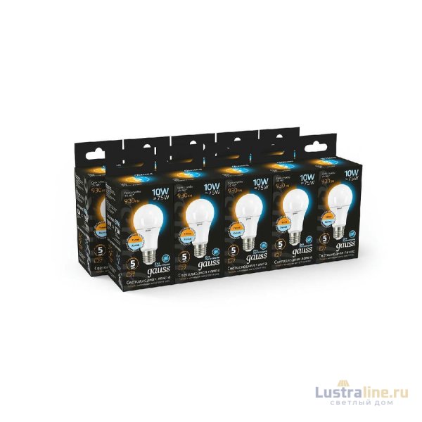 Лампа светодиодная Gauss E27 10W 2700-4100K матовая 102502110-T