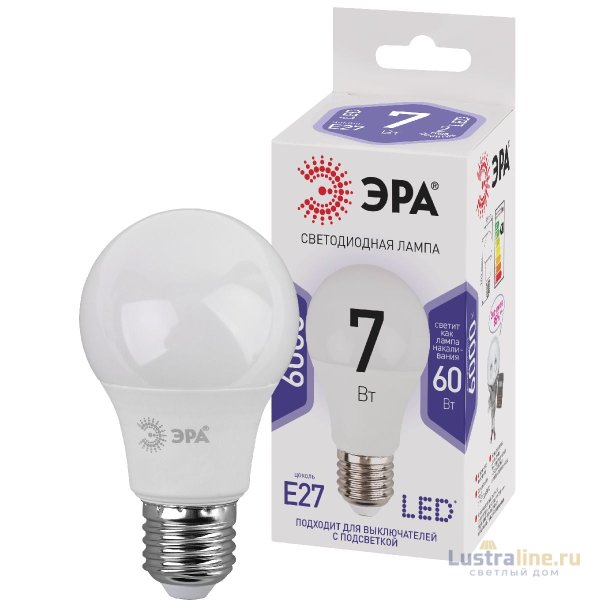 Лампа светодиодная Эра E27 7W 6000K LED A60-7W-860-E27 Б0044087 Лампа светодиодная Эра E27 7W 6000K LED A60-7W-860-E27 Б0044087