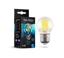 Лампа светодиодная филаментная Voltega E27 7W 4000K шар прозрачный VG10-G45E27cold9W-F 7139