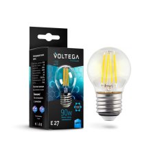 Лампа светодиодная филаментная Voltega E27 7W 4000K шар прозрачный VG10-G45E27cold9W-F 7139
