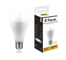 Лампа светодиодная Feron E27 20W 2700K Шар Матовая LB-98 25787