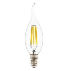 Лампа светодиодная филаментная Lightstar LED Filament Е14 6W 4000K свеча на ветру прозрачная 933604