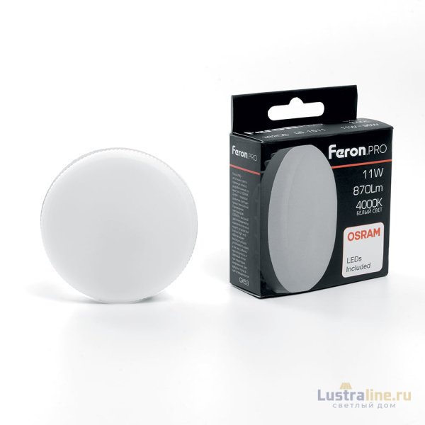 Лампа светодиодная Feron GX53 11W 4000K таблетка LB-1511 38206 Лампа светодиодная Feron GX53 11W 4000K таблетка LB-1511 38206