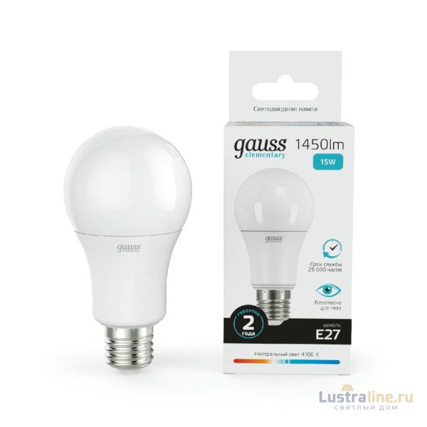Лампа cветодиодная Gauss E27 15W 4100K груша матовая 23225