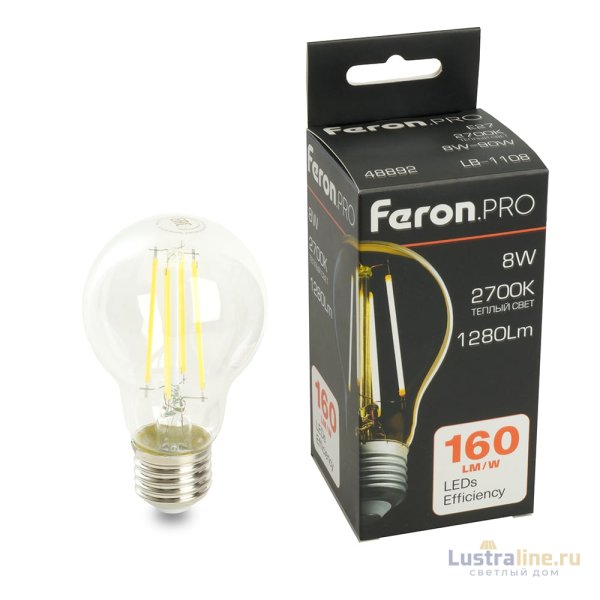 Светодиодная лампа Feron LB-1108 E27 8W 2700K 48892 Светодиодная лампа Feron LB-1108 E27 8W 2700K 48892