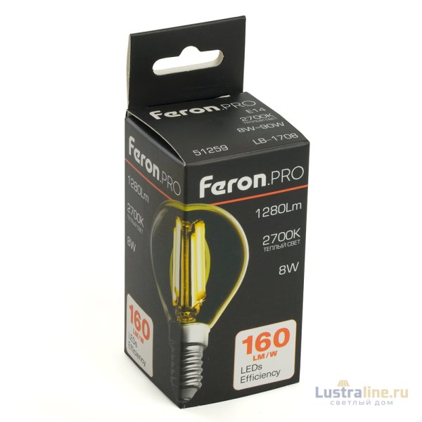 Лампа светодиодная Feron LB-1708 E14 8W 2700K 51259 Лампа светодиодная Feron LB-1708 E14 8W 2700K 51259