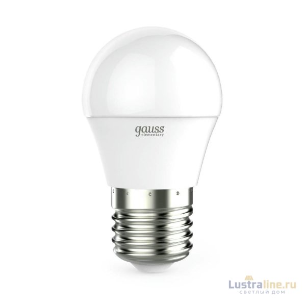 Лампа cветодиодная Gauss E27 6W 4100K шар матовый 53226 Лампа cветодиодная Gauss E27 6W 4100K шар матовый 53226