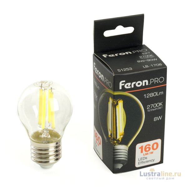 Лампа светодиодная Feron LB-1708 E27 8W 2700K 51253 Лампа светодиодная Feron LB-1708 E27 8W 2700K 51253