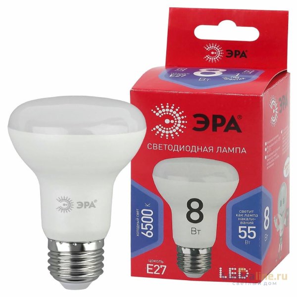 Лампа светодиодная Эра E27 8W 6500K LED R63-8W-865-E27 R Б0045336 Лампа светодиодная Эра E27 8W 6500K LED R63-8W-865-E27 R Б0045336