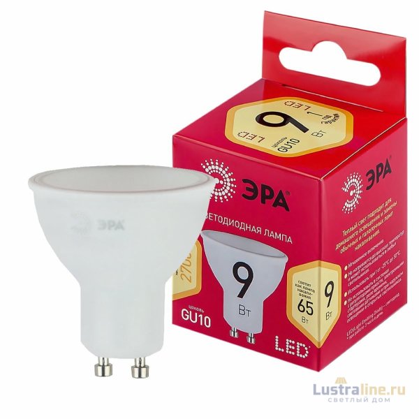 Лампа светодиодная Эра GU10 9W 2700K LED MR16-9W-827-GU10 R Б0050691 Лампа светодиодная Эра GU10 9W 2700K LED MR16-9W-827-GU10 R Б0050691