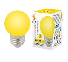 Лампа декоративная светодиодная (UL-00005649) Volpe E27 1W желтая LED-G45-1W/YELLOW/E27/FR/С