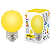 Лампа декоративная светодиодная (UL-00005649) Volpe E27 1W желтая LED-G45-1W/YELLOW/E27/FR/С