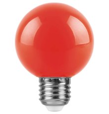 Лампа светодиодная Feron E27 3W красный Шар Матовая LB-371 25905