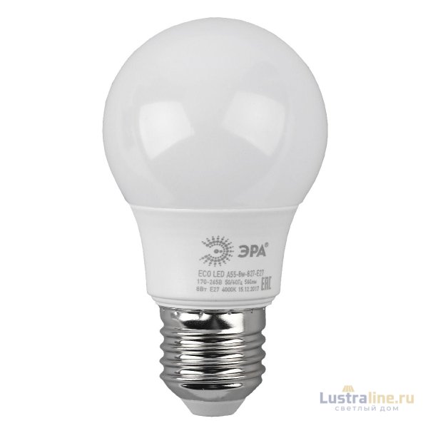 Лампа светодиодная Эра E27 8W 2700K ECO LED A55-8W-827-E27 Б0032095 Лампа светодиодная Эра E27 8W 2700K ECO LED A55-8W-827-E27 Б0032095