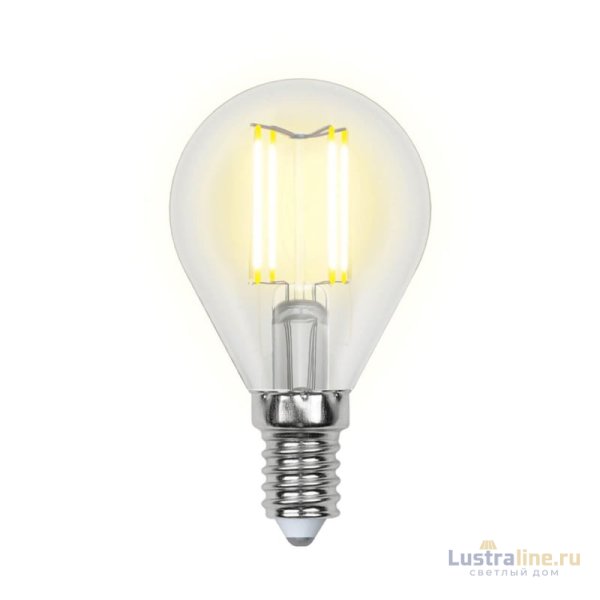 Лампа светодиодная филаментная (UL-00001371) Uniel E14 6W 4000K прозрачная LED-G45-6W/NW/E14/CL PLS02WH Лампа светодиодная филаментная (UL-00001371) Uniel E14 6W 4000K прозрачная LED-G45-6W/NW/E14/CL PLS02WH