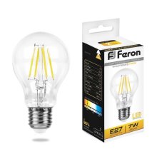 Лампа светодиодная филаментная Feron E27 7W 2700K Шар Прозрачная LB-57 25569