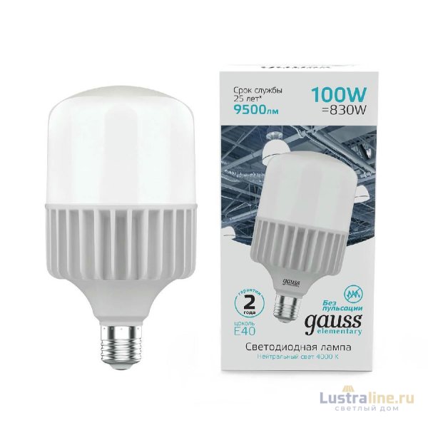 Лампа светодиодная Gauss E40 100W 4000K матовая 63420 Лампа светодиодная Gauss E40 100W 4000K матовая 63420