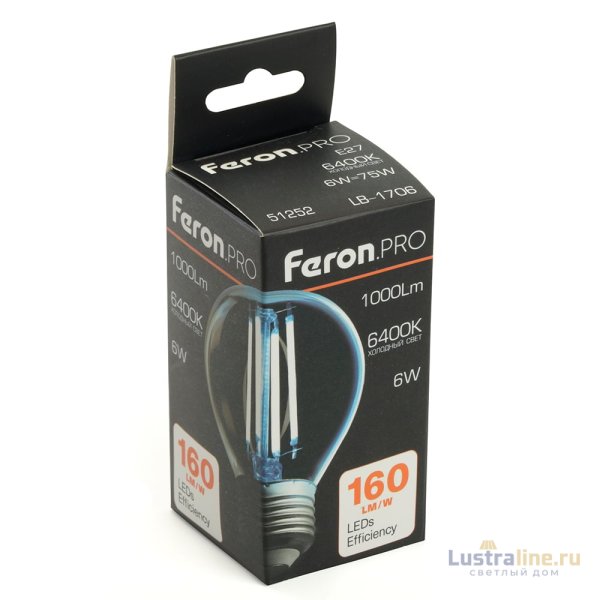 Светодиодная лампа Feron LB-1706 E27 6W 6400К 51252 Светодиодная лампа Feron LB-1706 E27 6W 6400К 51252