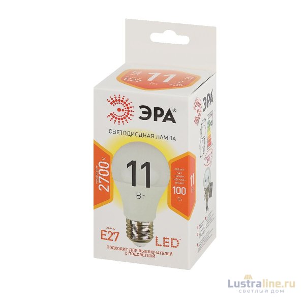 Лампа светодиодная Эра E27 11W 2700K LED A60-11W-827-E27 Б0030910 Лампа светодиодная Эра E27 11W 2700K LED A60-11W-827-E27 Б0030910