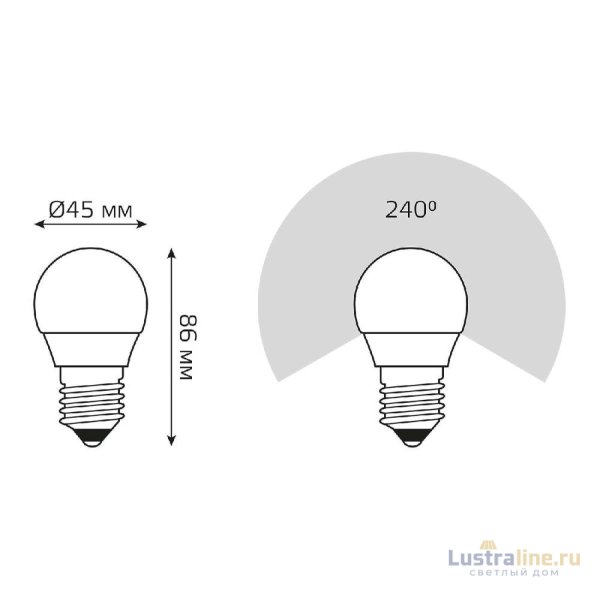 Лампа светодиодная Gauss E27 12W 4100K шар матовый 53222 Лампа светодиодная Gauss E27 12W 4100K шар матовый 53222