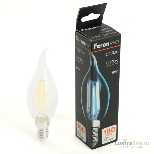 Лампа светодиодная Feron LB-1218 E14 8W 6400K 51267 Лампа светодиодная Feron LB-1218 E14 8W 6400K 51267
