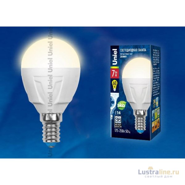Лампа светодиодная (UL-00002418) Uniel E27 7W 4000K матовая LED-G45 7W/NW/E27/FR PLP01WH Лампа светодиодная (UL-00002418) Uniel E27 7W 4000K матовая LED-G45 7W/NW/E27/FR PLP01WH