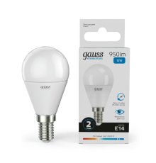 Лампа светодиодная Gauss E14 12W 6500K шар матовый 53132