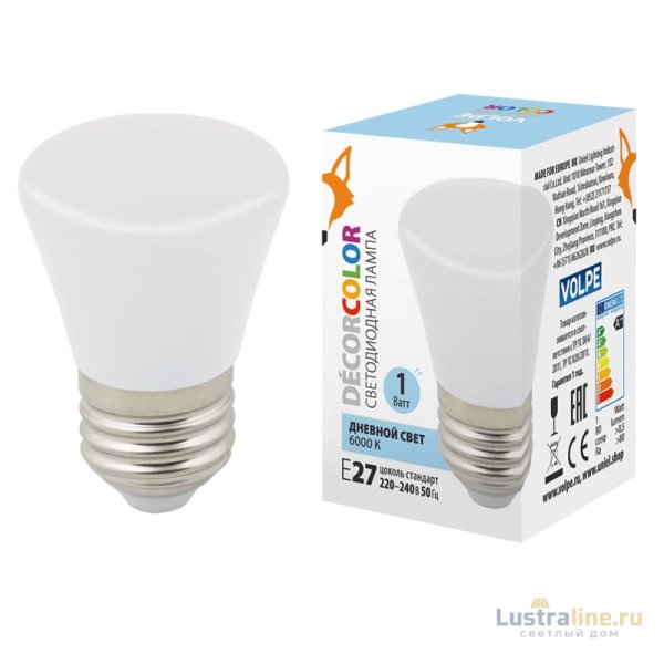 Лампа светодиодная Volpe Decor color LED-D45-1W/6000K/E27/FR/С BELL UL-00005804 Лампа светодиодная Volpe Decor color LED-D45-1W/6000K/E27/FR/С BELL UL-00005804