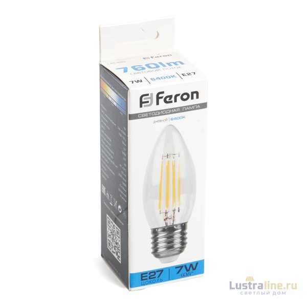 Лампа светодиодная Feron LB-66 Свеча E27 7W 6400K 38272